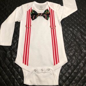 Baby bow tie and suspender onesie